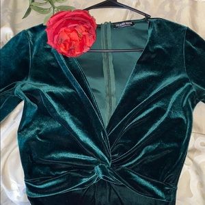 GORGEOUS GREEN VELVET JUMPSUIT